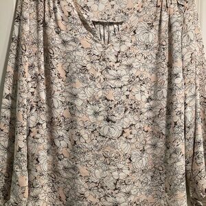 Floral Print Women's Top - Cream and Black